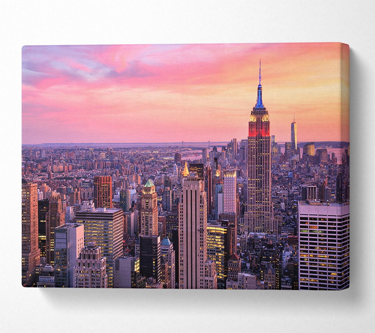 pink dusk city Canvas Wall Art