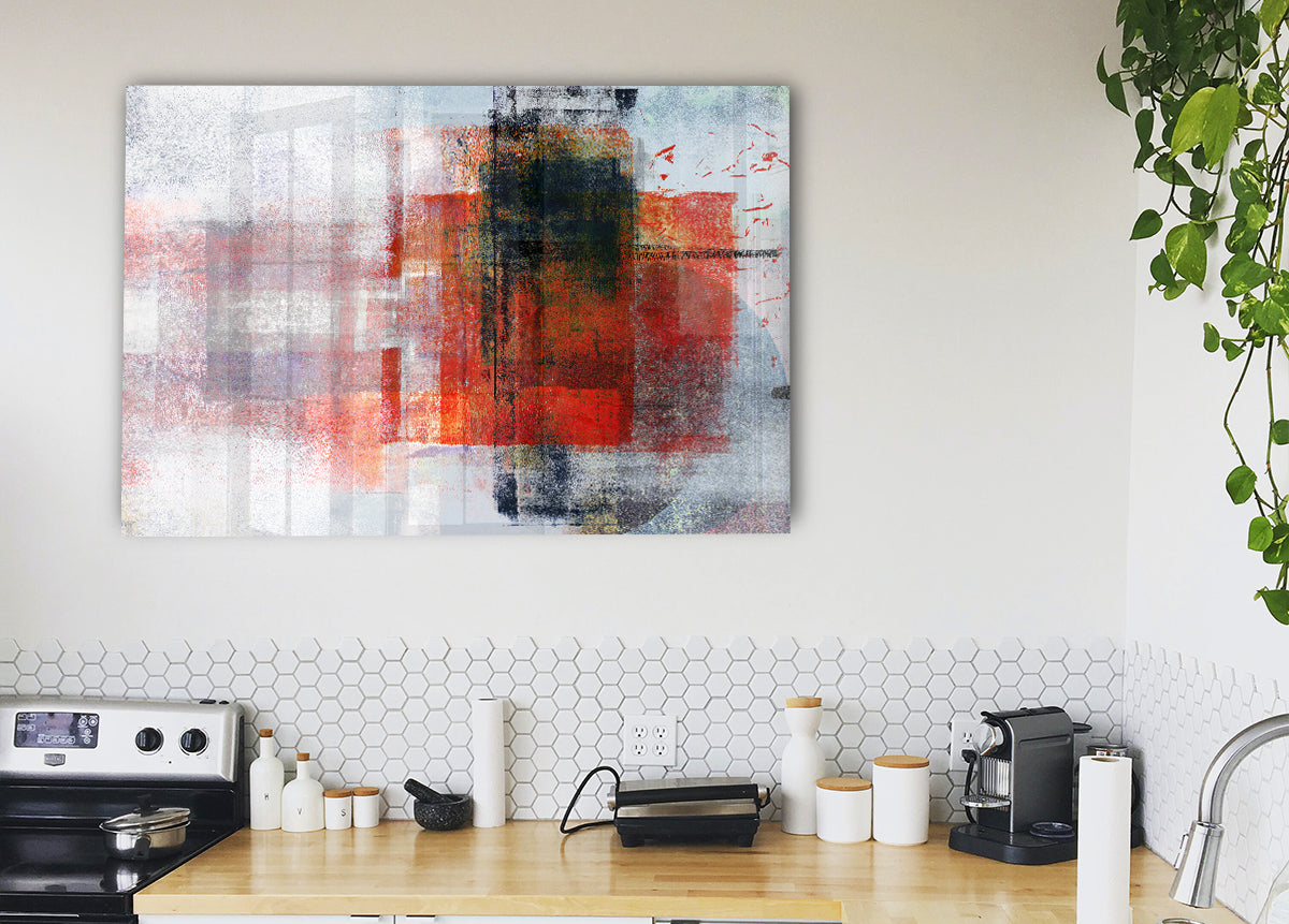 Abstract red square paint roller