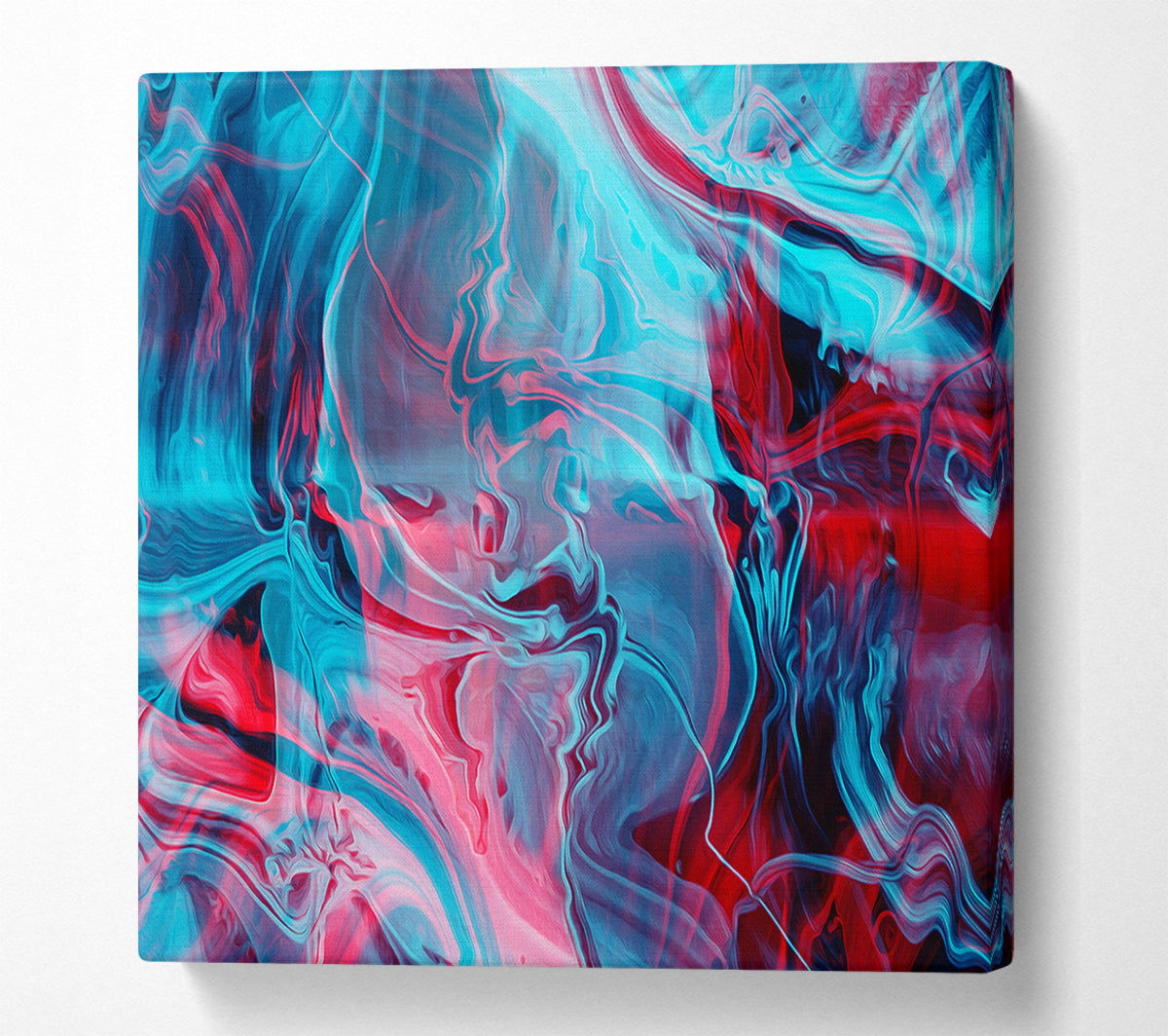 Red and blue waves of colours Canvas Wall Art