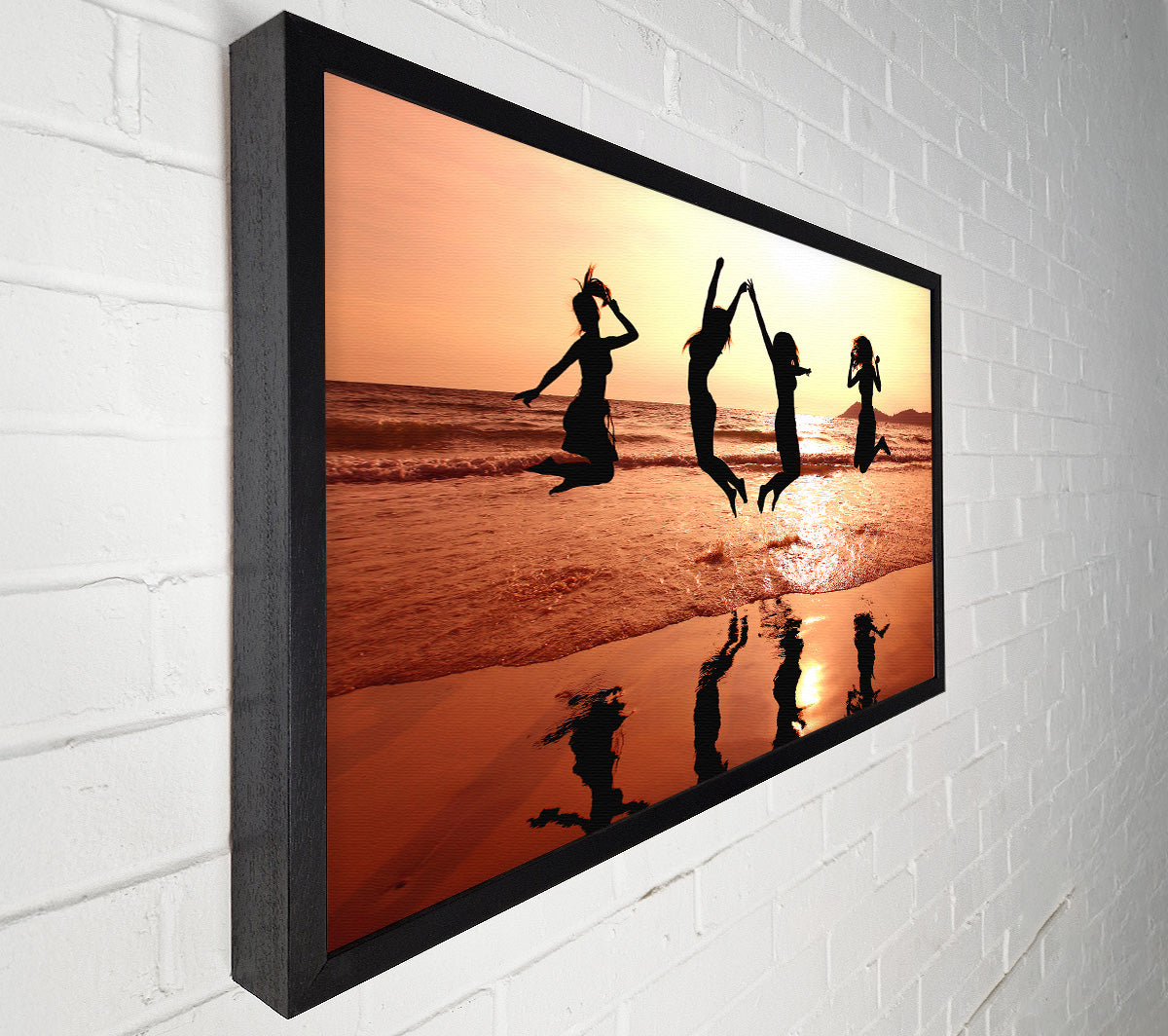 People jumping on the beach Canvas Print