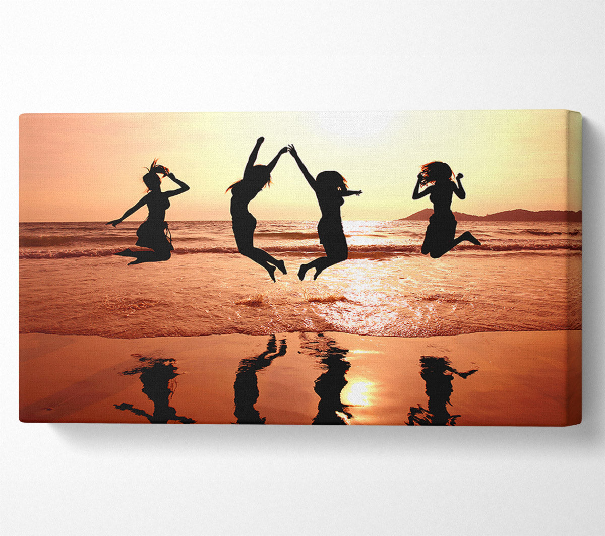 People jumping on the beach Canvas Print