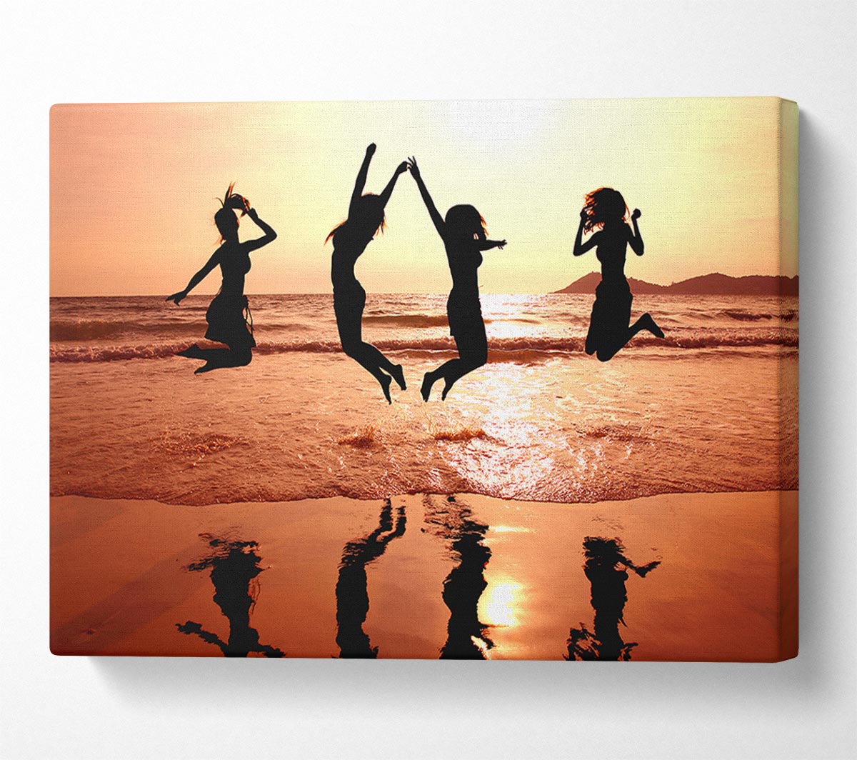 People jumping on the beach Canvas Print