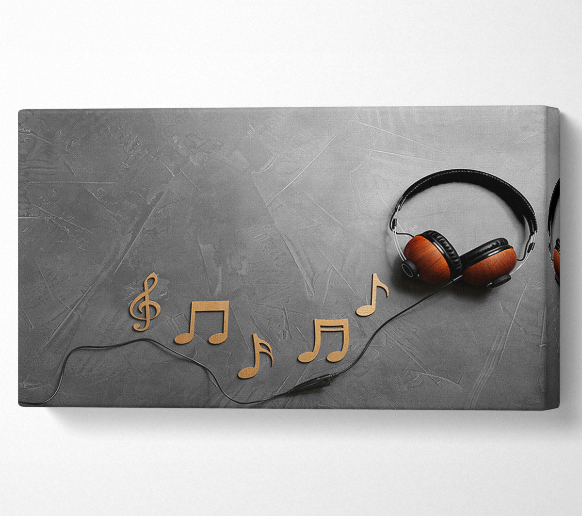 3D musical notes and headphones Canvas Print