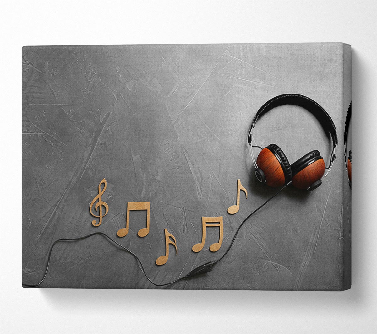 3D musical notes and headphones Canvas Print