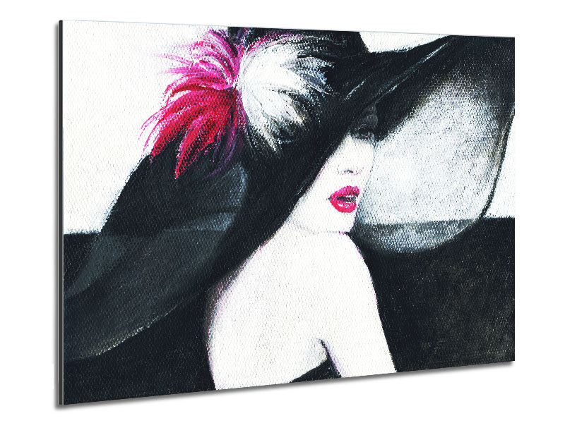 Woman In Black Hat Metal Print