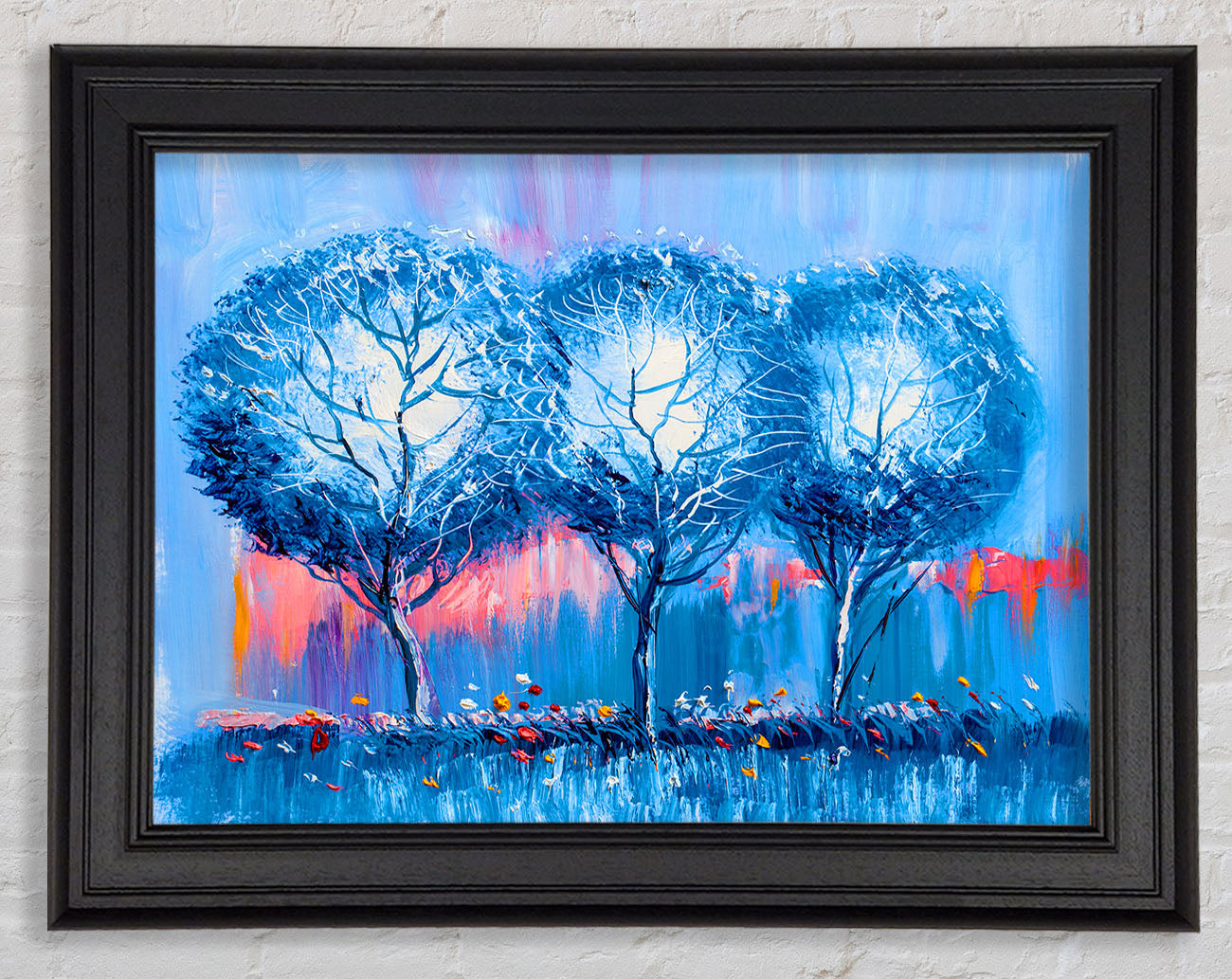 Three Blue Winter Trees Framed Print