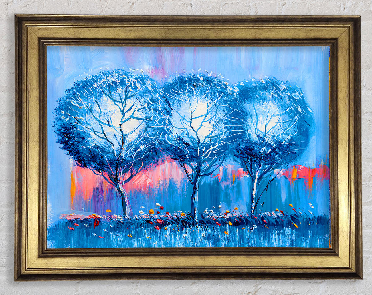 Three Blue Winter Trees Framed Print