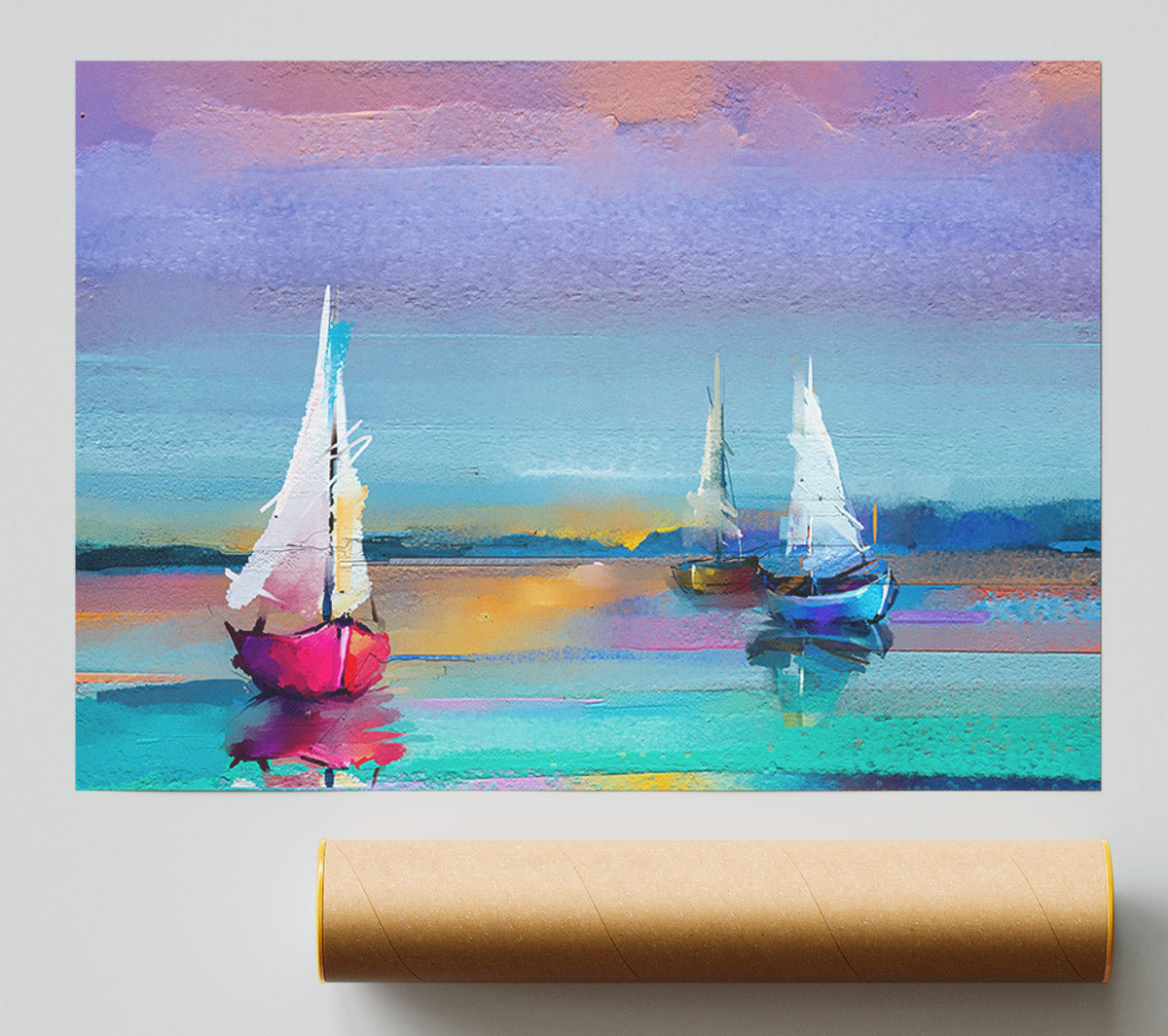 Turquoise Watercolour Boats Print