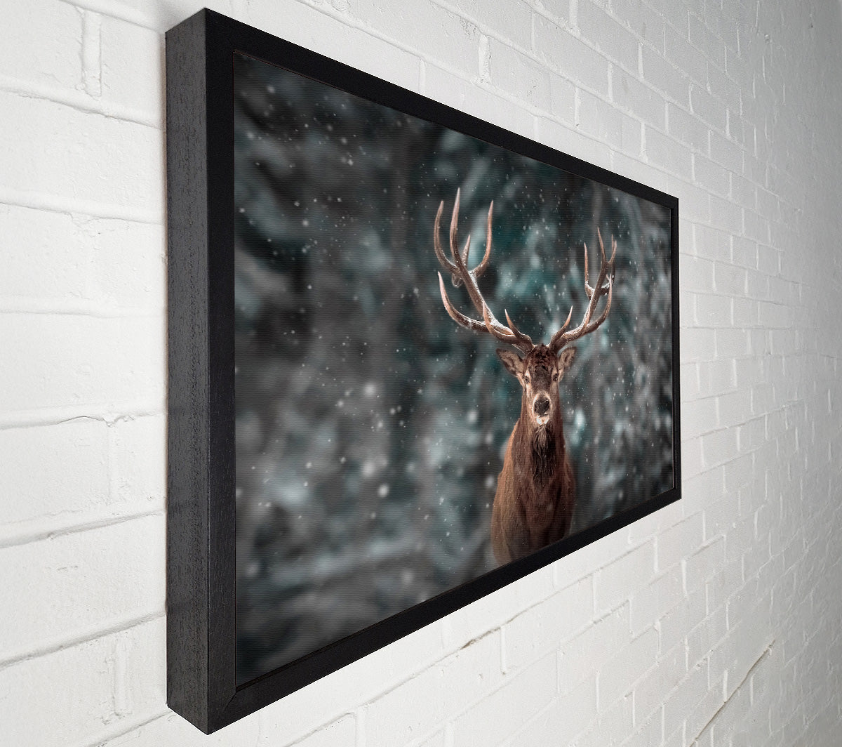 Stag In The Snow Canvas Wall Art