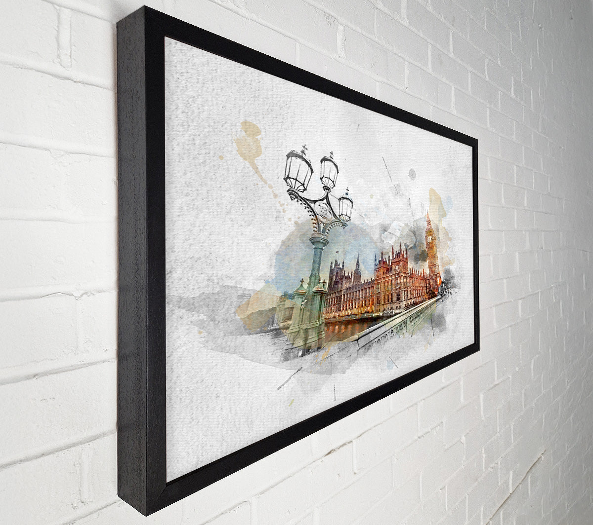 Watercolour Streets Of Parliament Canvas Wall Art