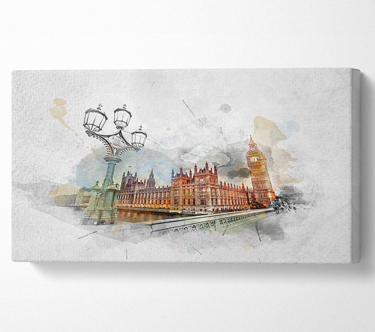 Watercolour Streets Of Parliament Canvas Wall Art