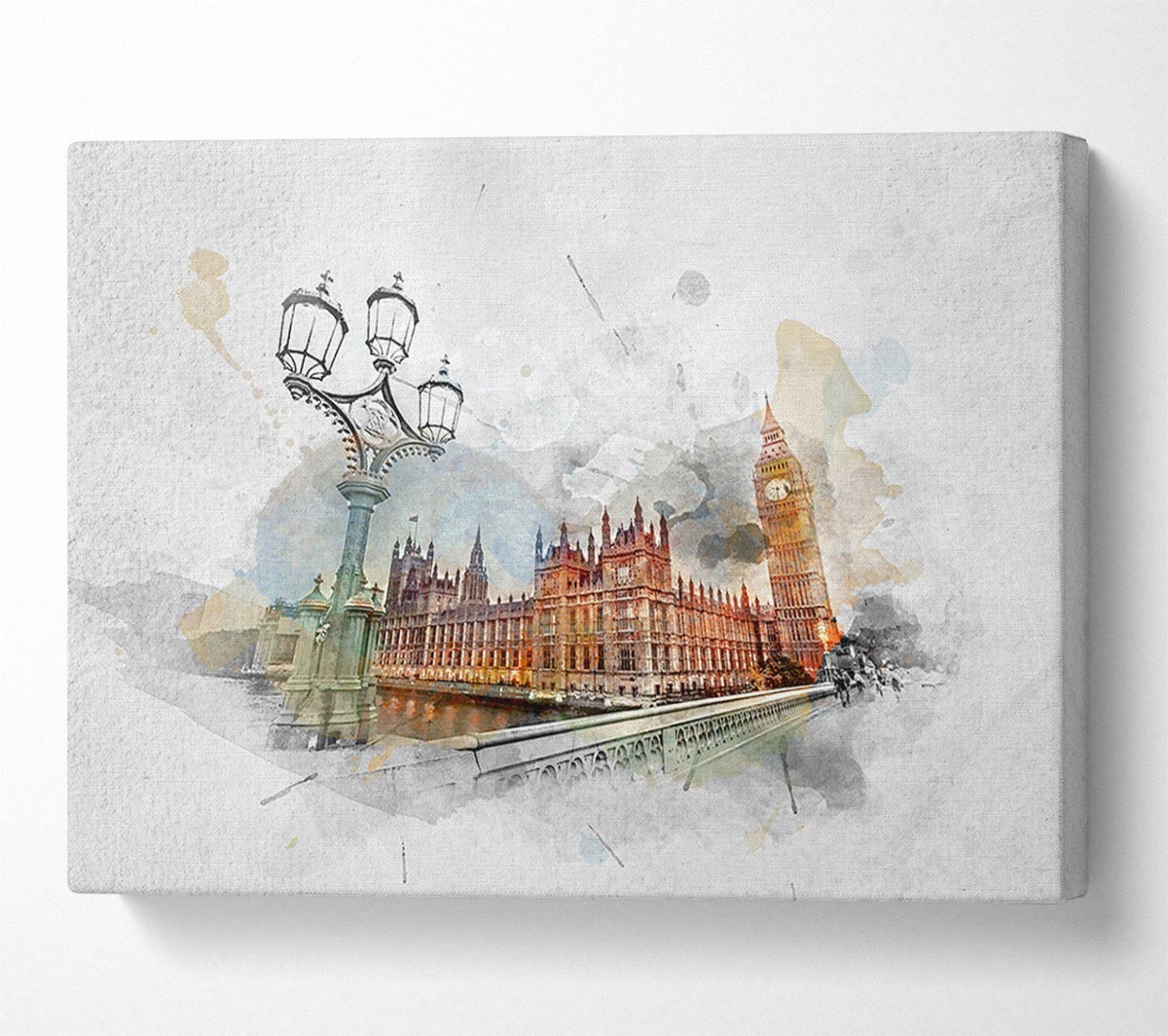 Watercolour Streets Of Parliament Canvas Wall Art