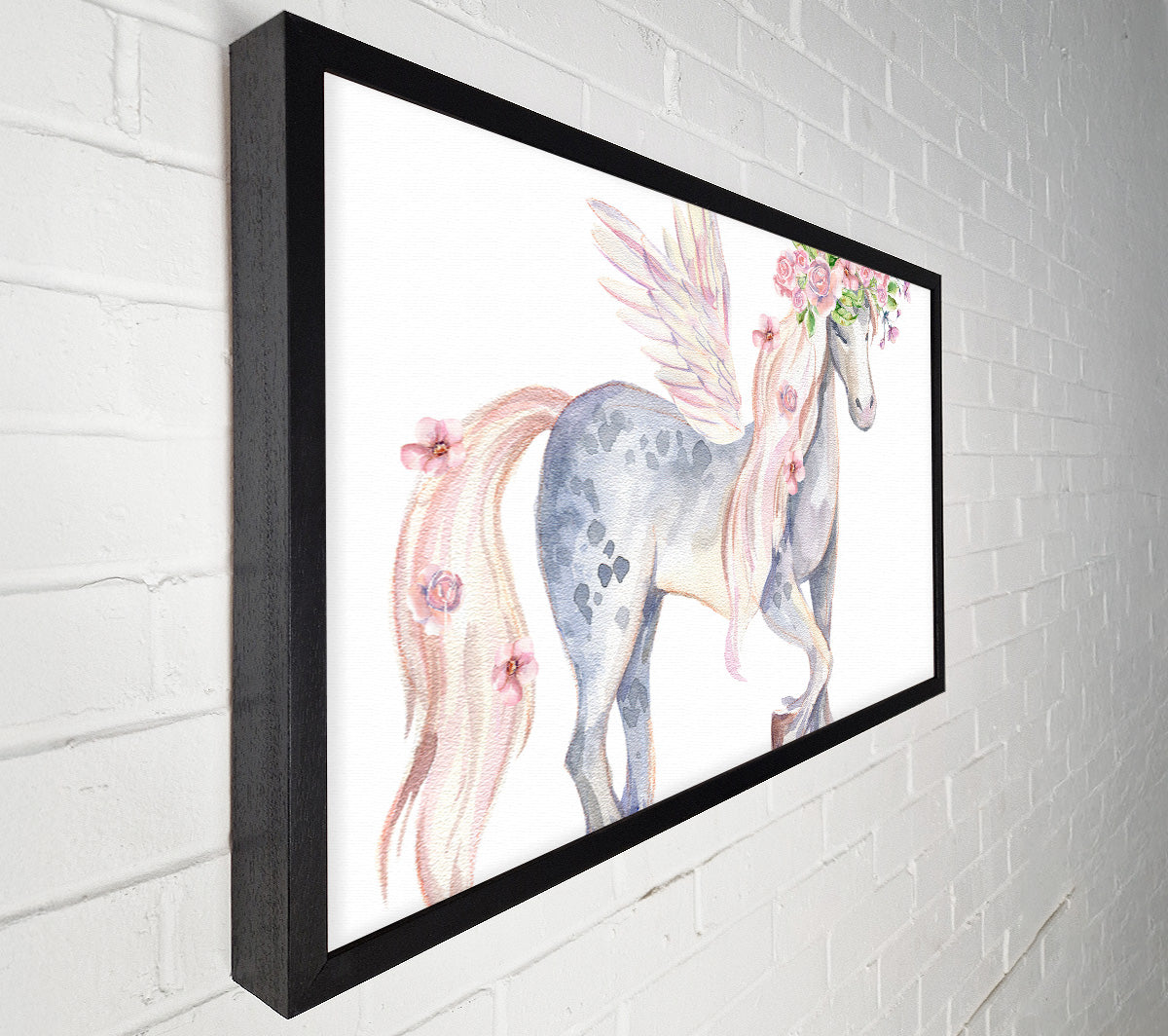 Unicorn Head Flowers Canvas Wall Art
