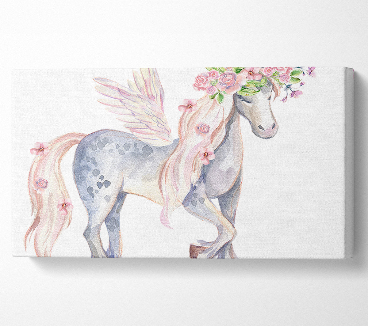 Unicorn Head Flowers Canvas Wall Art