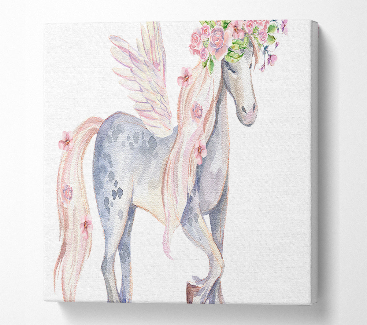 Unicorn Head Flowers Canvas Wall Art