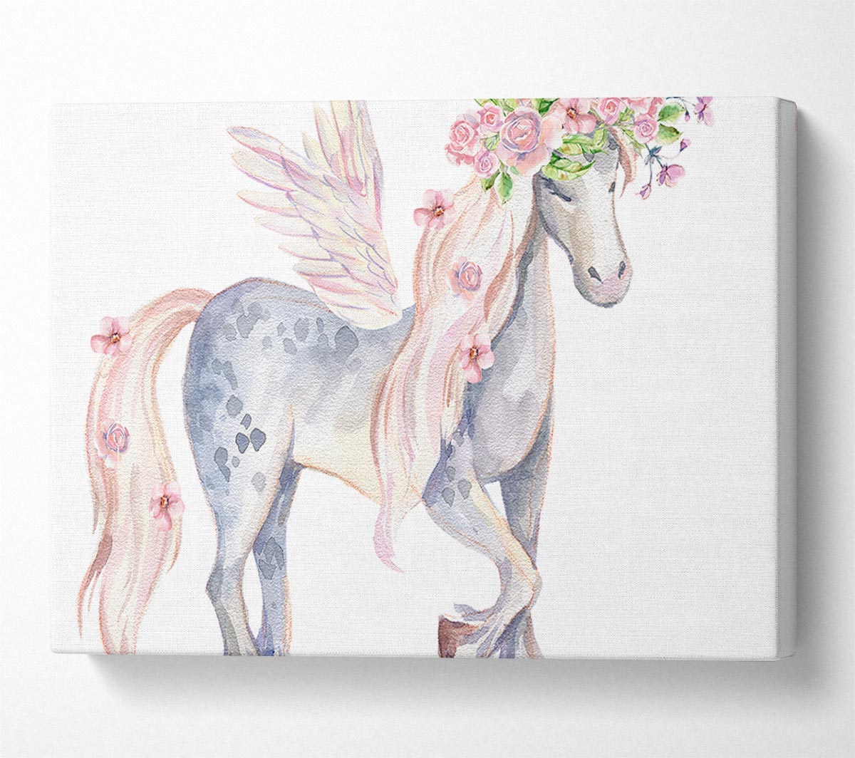 Unicorn Head Flowers Canvas Wall Art