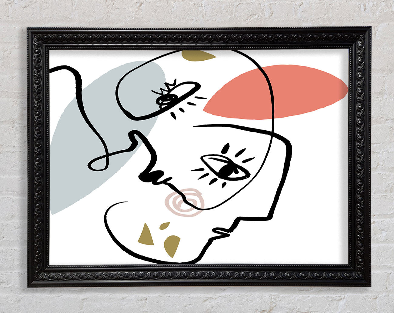 Abstract Line Drawing Faces Framed Print