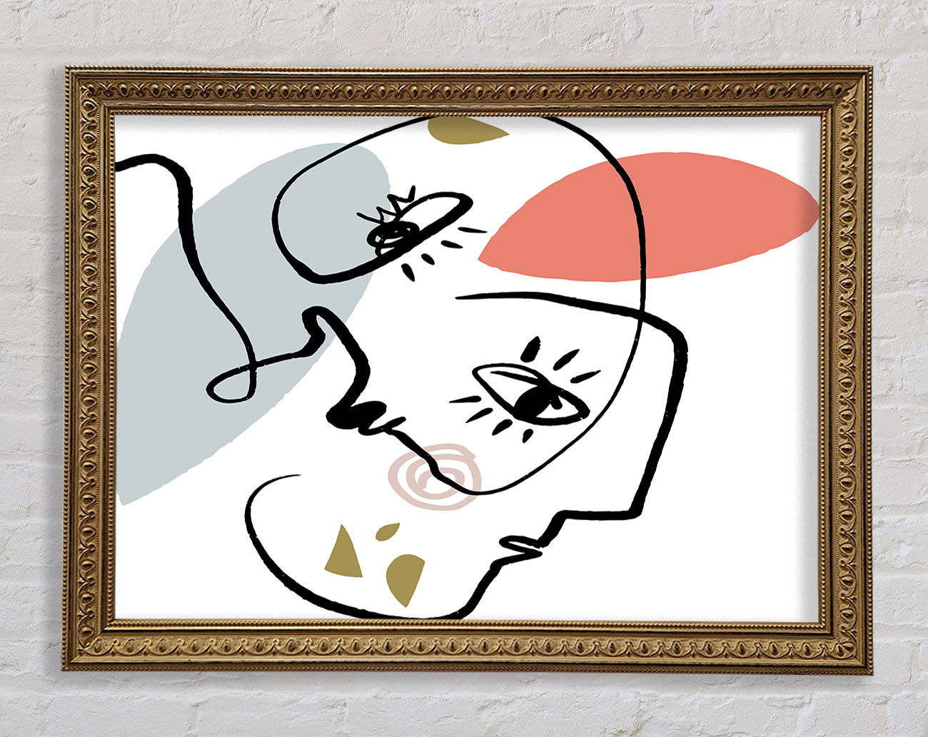 Abstract Line Drawing Faces Framed Print