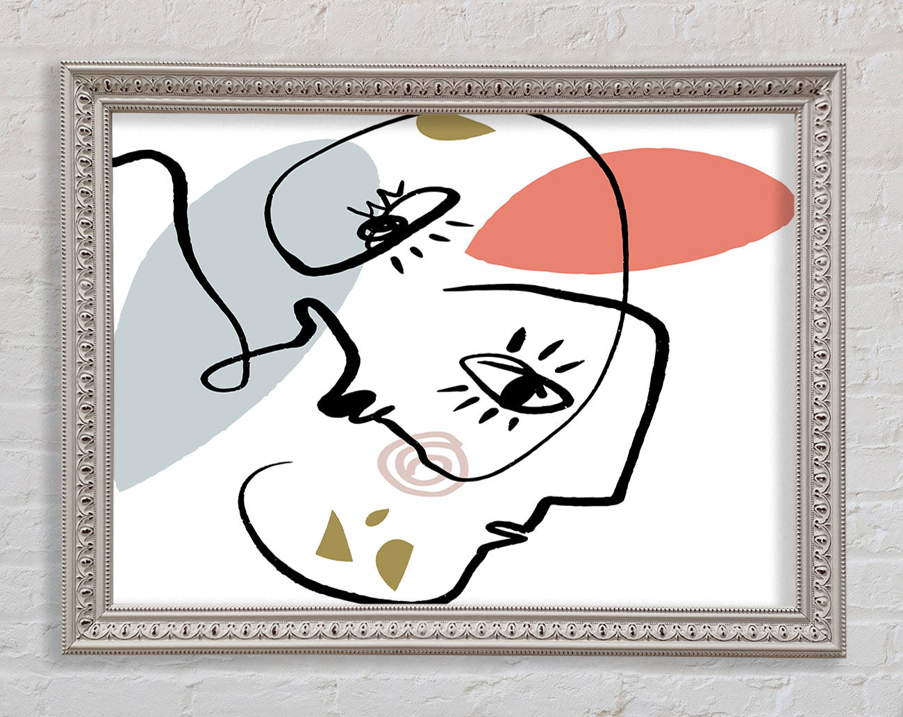 Abstract Line Drawing Faces Framed Print