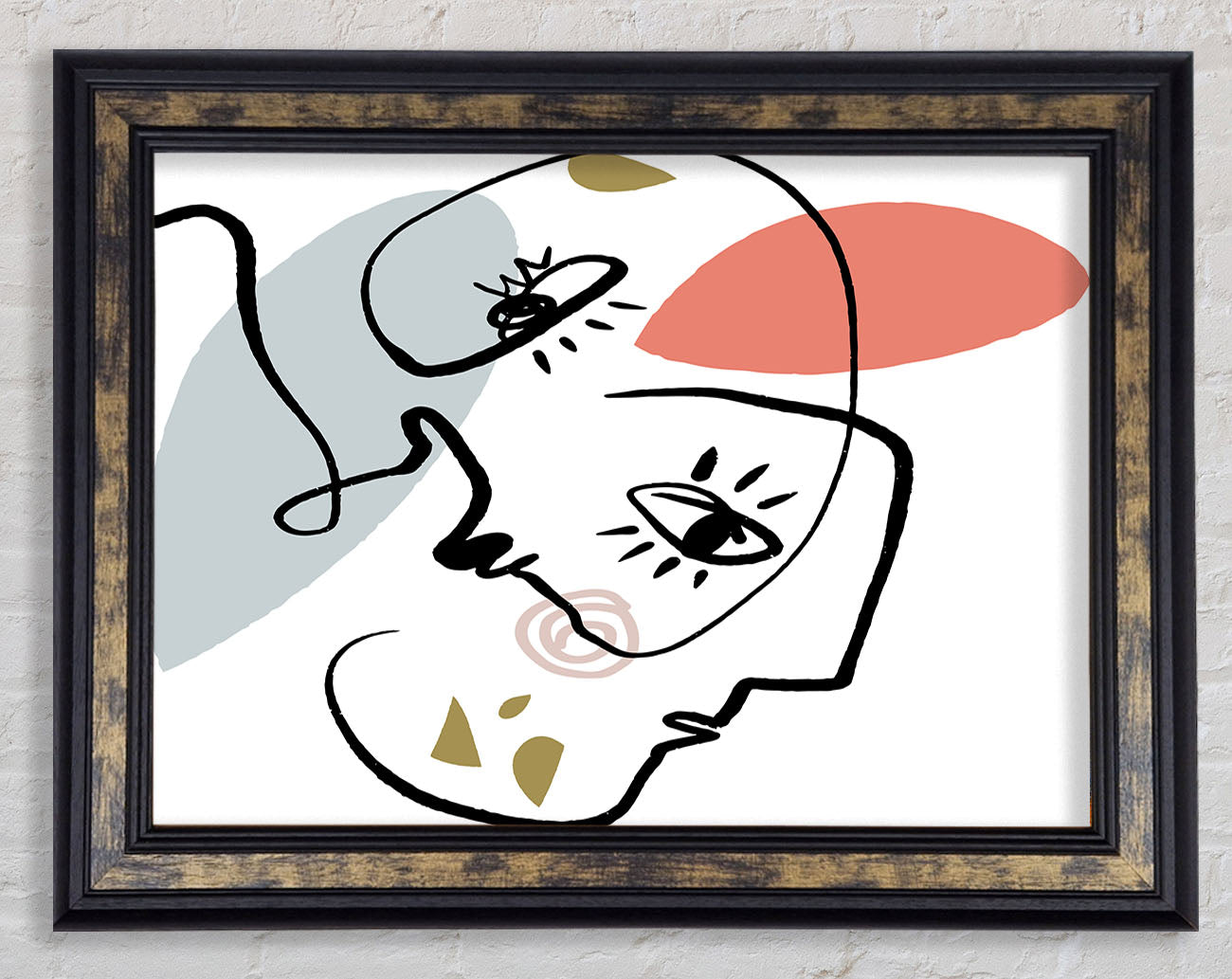 Abstract Line Drawing Faces Framed Print
