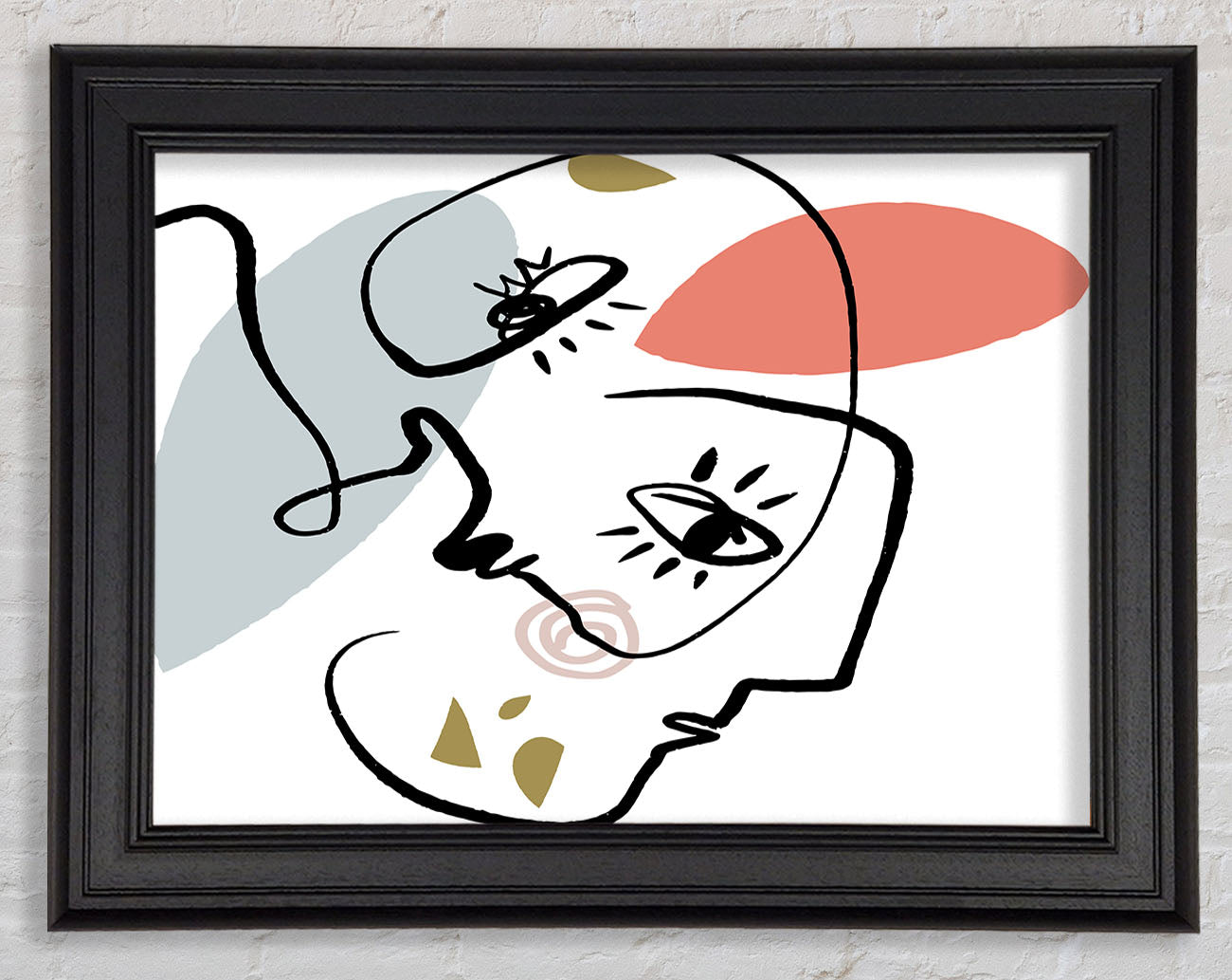 Abstract Line Drawing Faces Framed Print