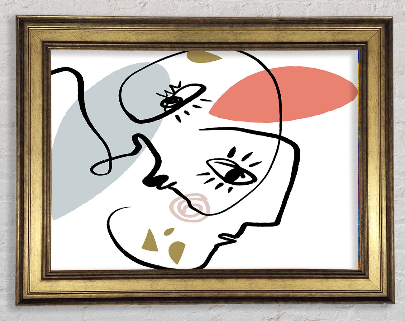 Abstract Line Drawing Faces Framed Print