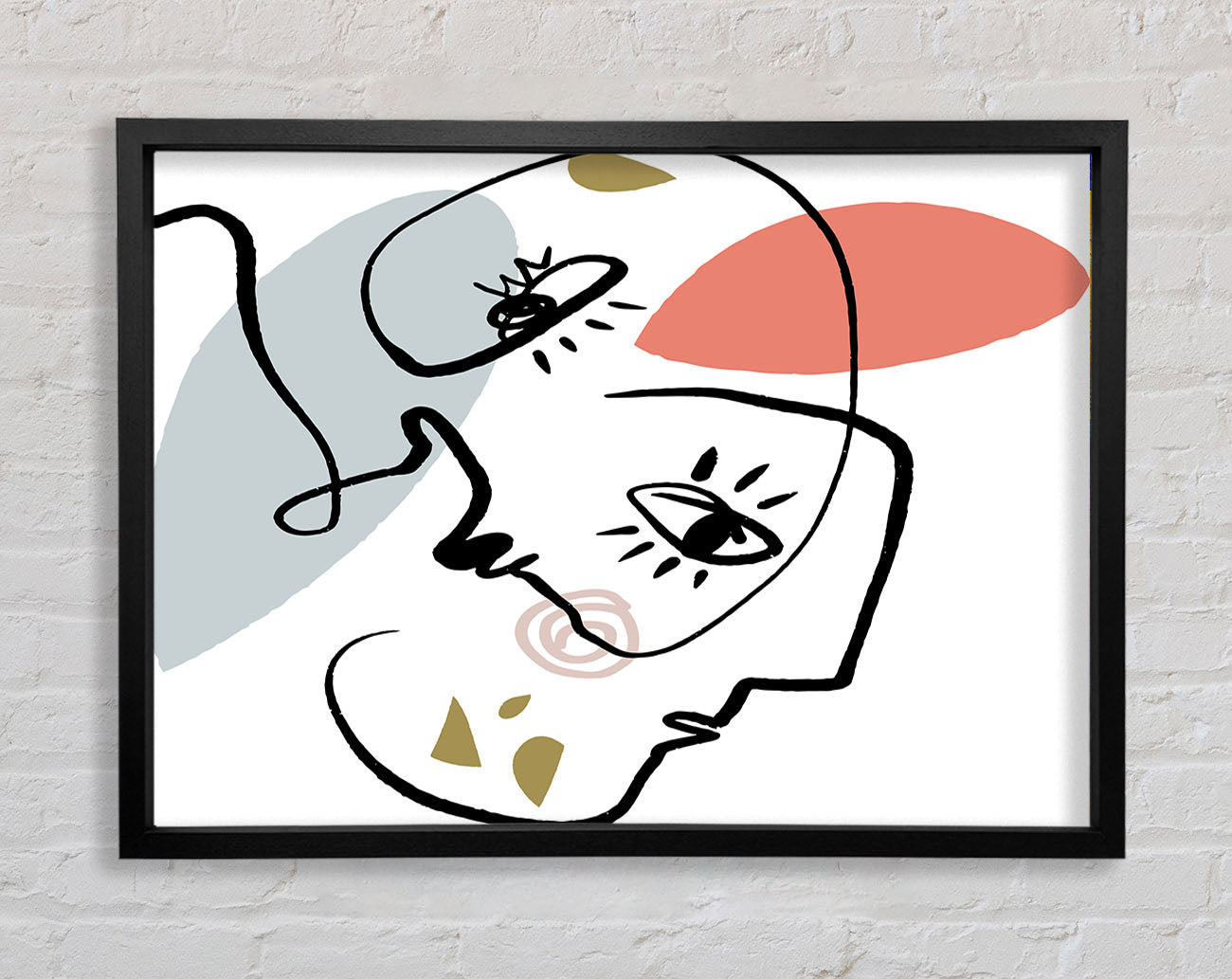 Abstract Line Drawing Faces Framed Print