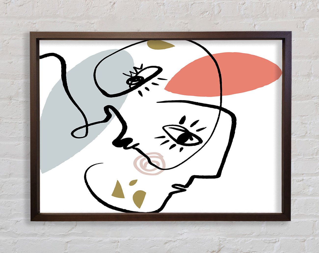 Abstract Line Drawing Faces Framed Print