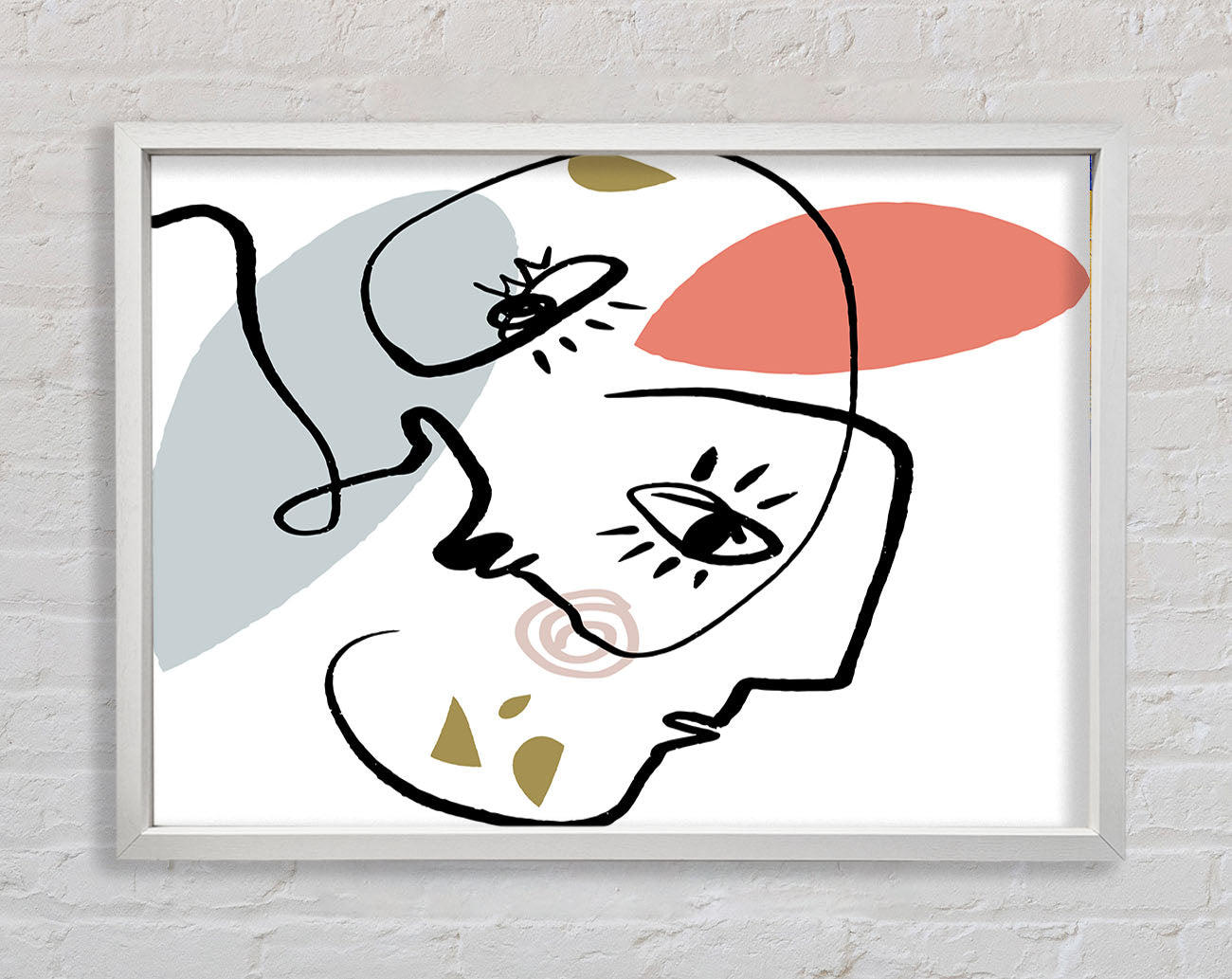 Abstract Line Drawing Faces Framed Print