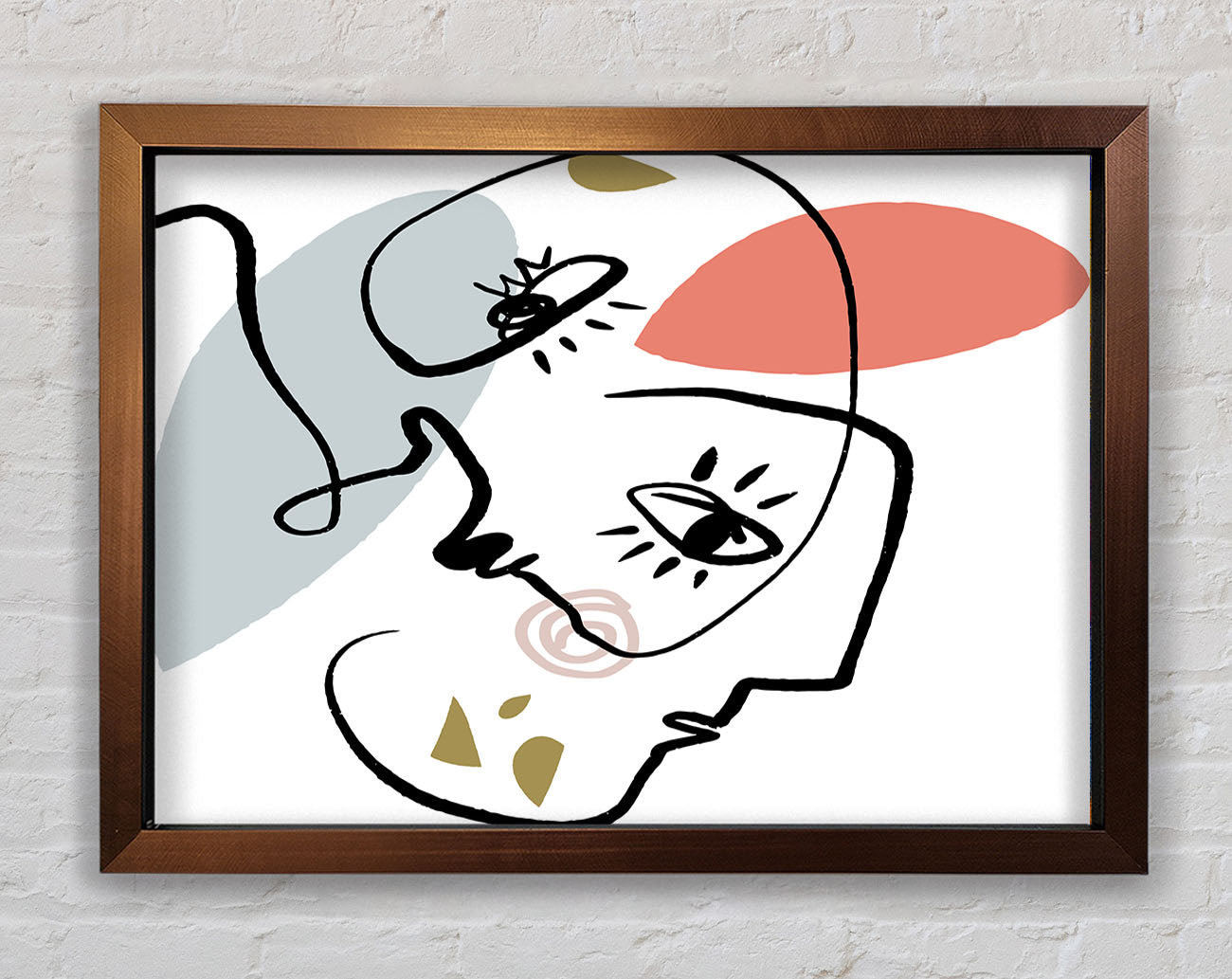 Abstract Line Drawing Faces Framed Print