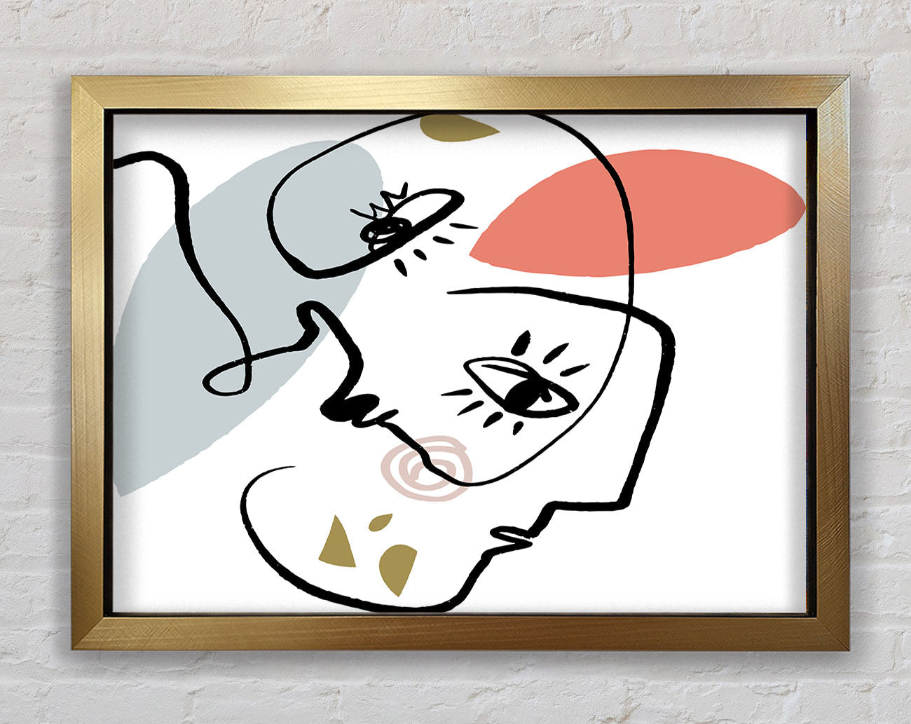 Abstract Line Drawing Faces Framed Print