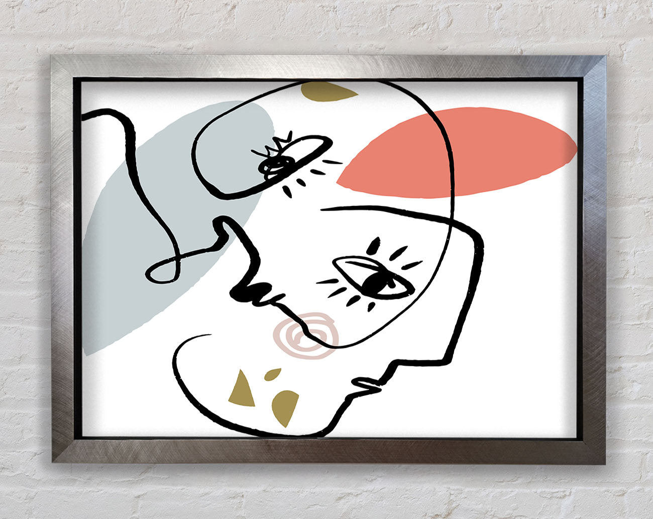 Abstract Line Drawing Faces Framed Print