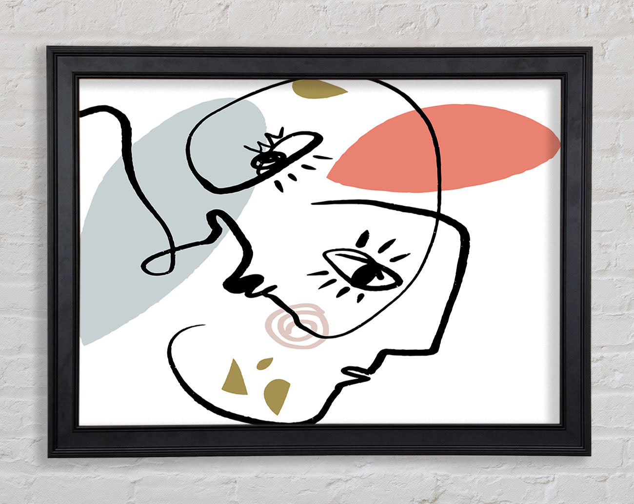 Abstract Line Drawing Faces Framed Print