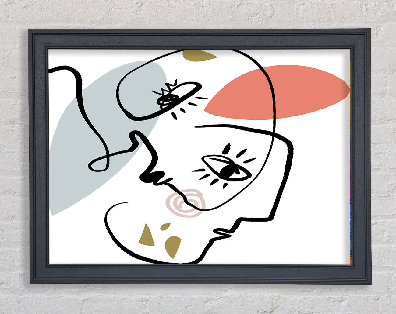 Abstract Line Drawing Faces Framed Print