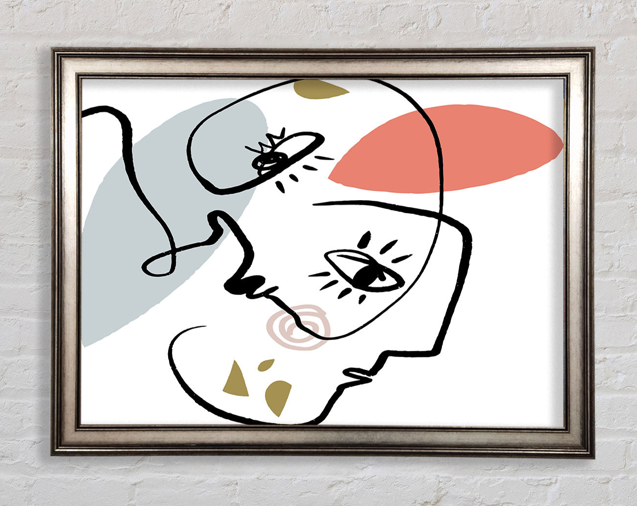 Abstract Line Drawing Faces Framed Print