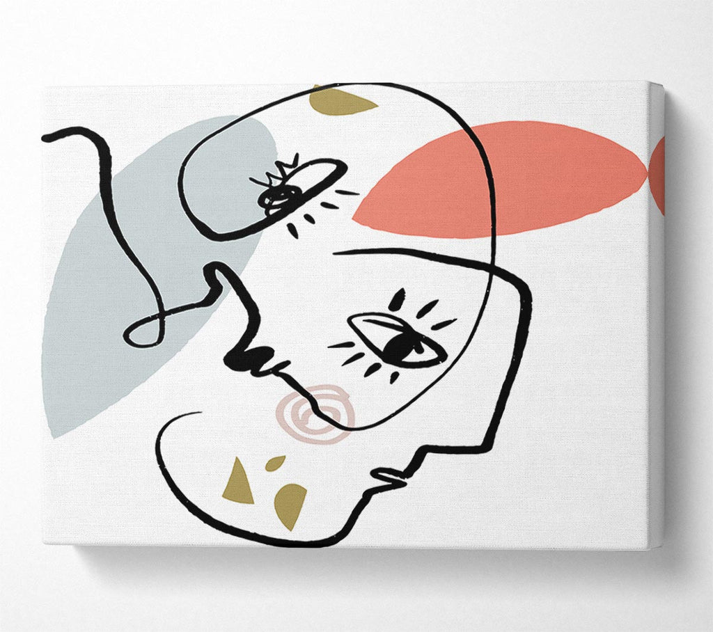 Abstract Line Drawing Faces Canvas Print