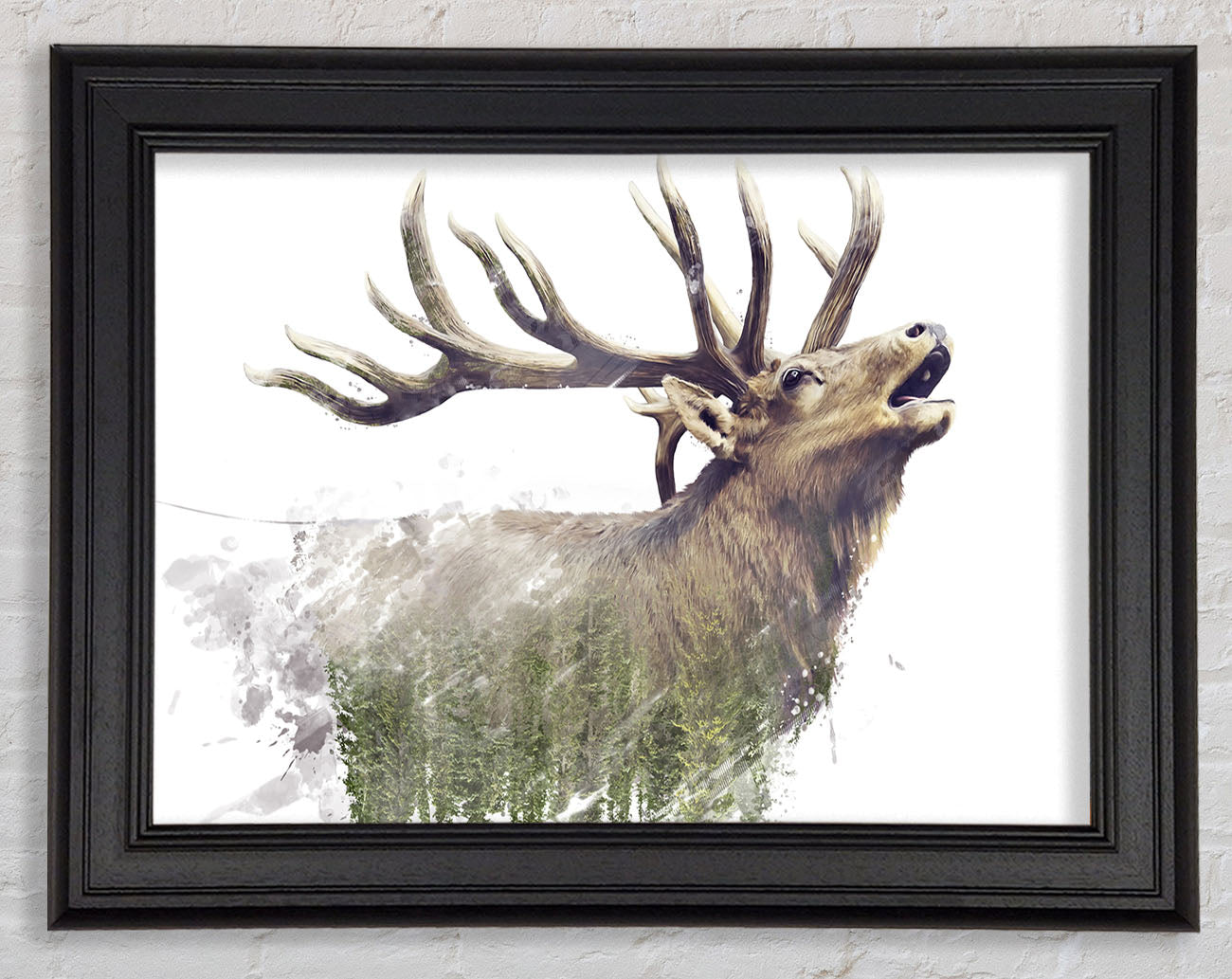 Double Exposure Stag Framed Print