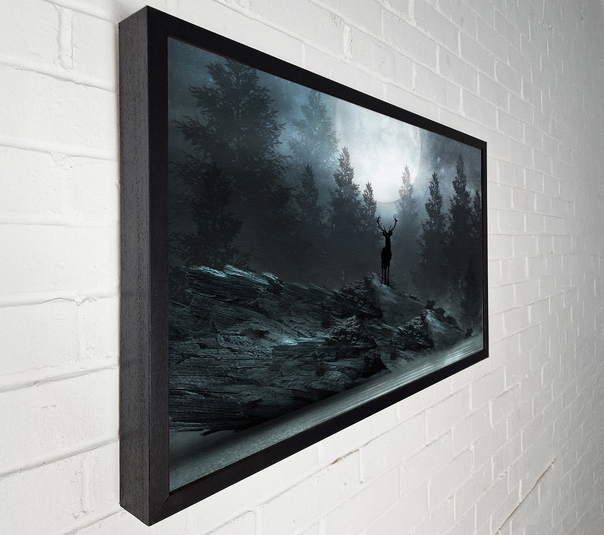 The Deer At Night Canvas Wall Art
