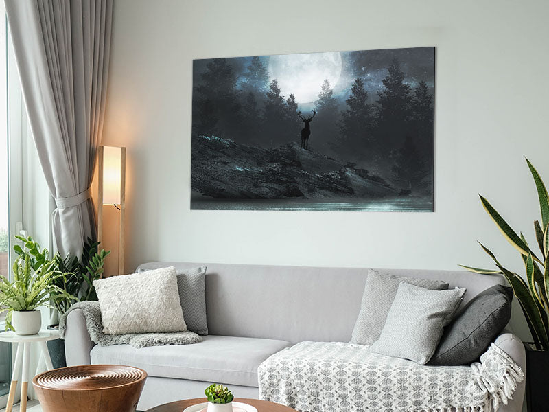 The Deer At Night Metal Print