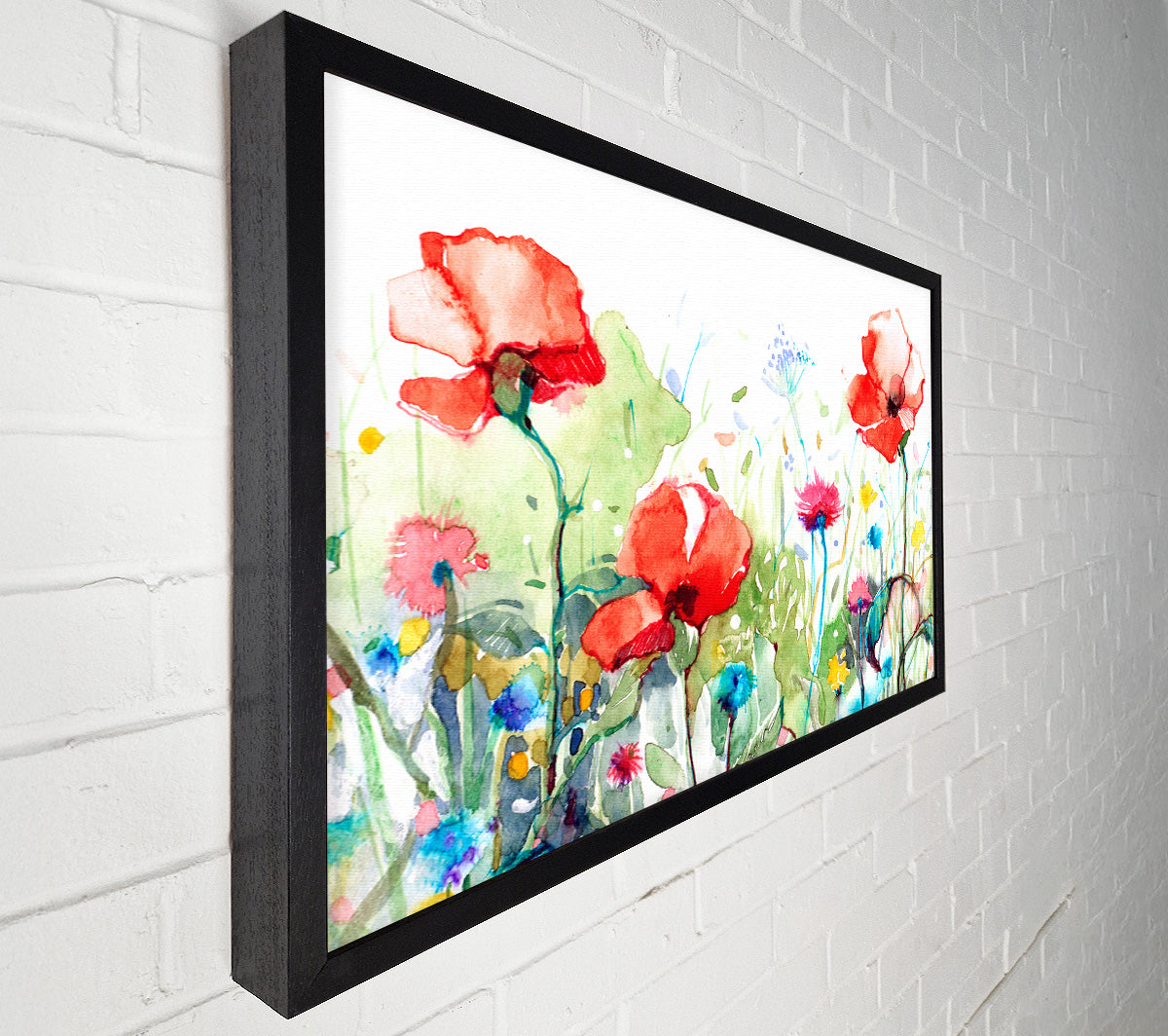 Poppies And Mixed Flowers Canvas Wall Art