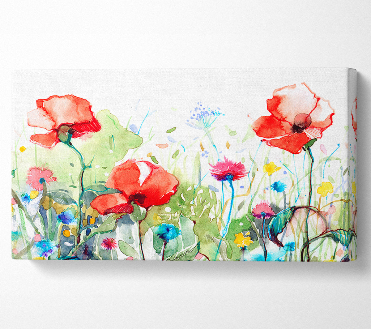 Poppies And Mixed Flowers Canvas Wall Art