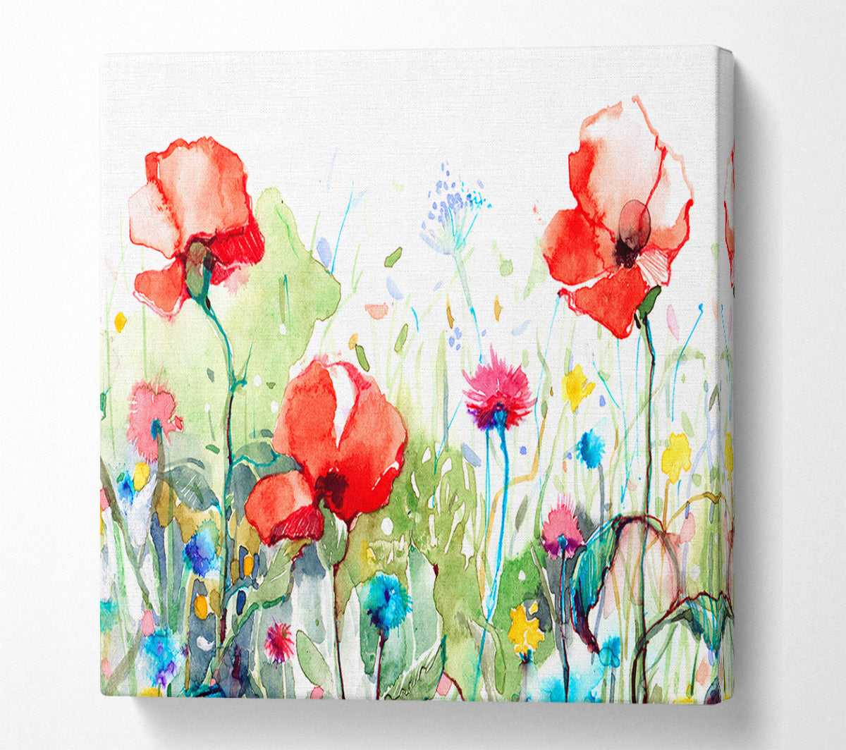 Poppies And Mixed Flowers Canvas Wall Art