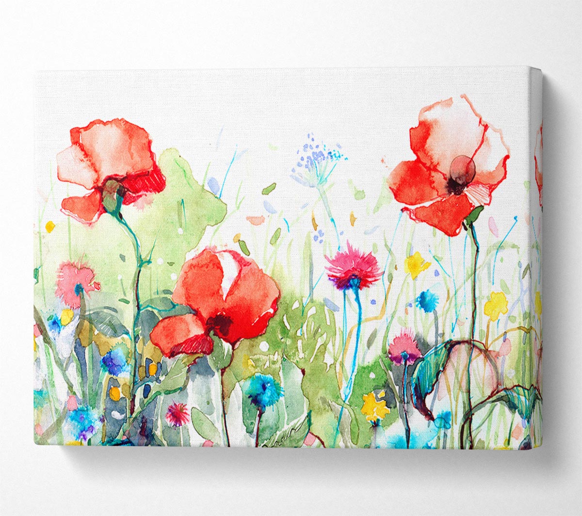 Poppies And Mixed Flowers Canvas Wall Art