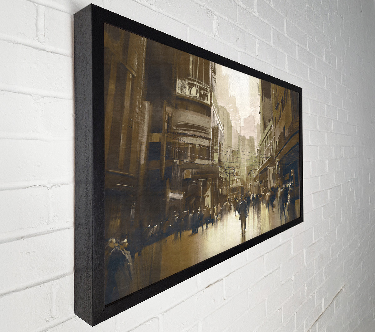 Walking Through The Sepia Town Canvas Wall Art