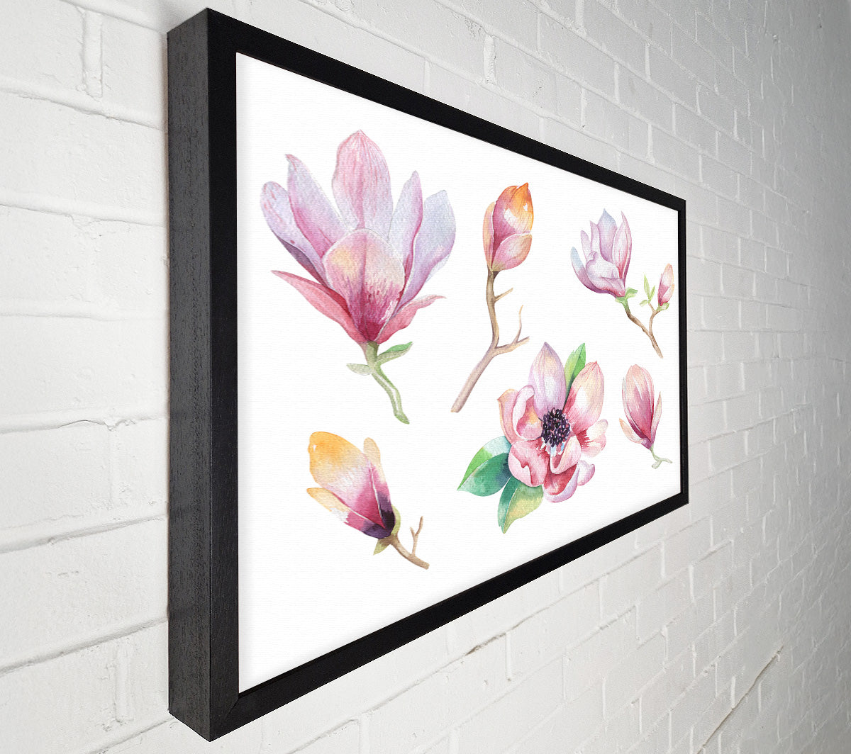 A Selection Of Watercolour Flowers Canvas Wall Art