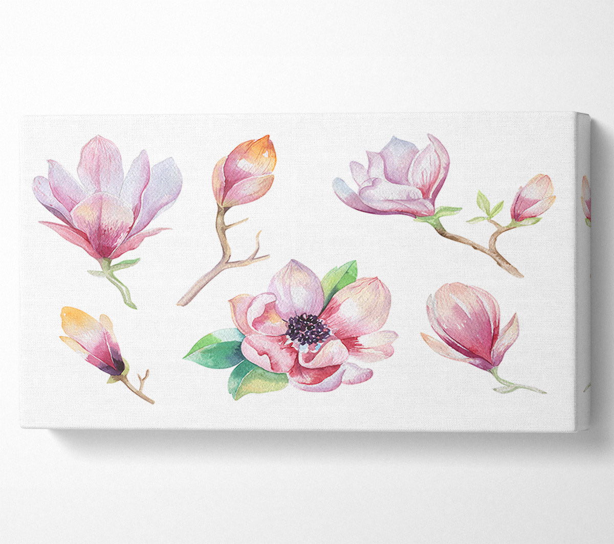 A Selection Of Watercolour Flowers Canvas Wall Art