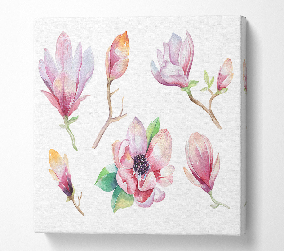 A Selection Of Watercolour Flowers Canvas Wall Art