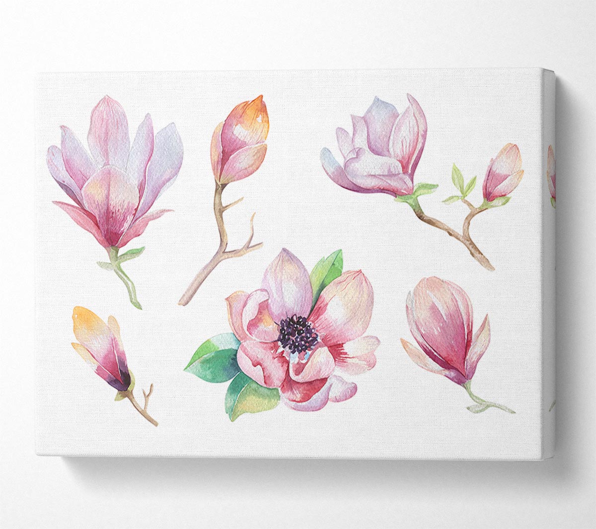 A Selection Of Watercolour Flowers Canvas Wall Art