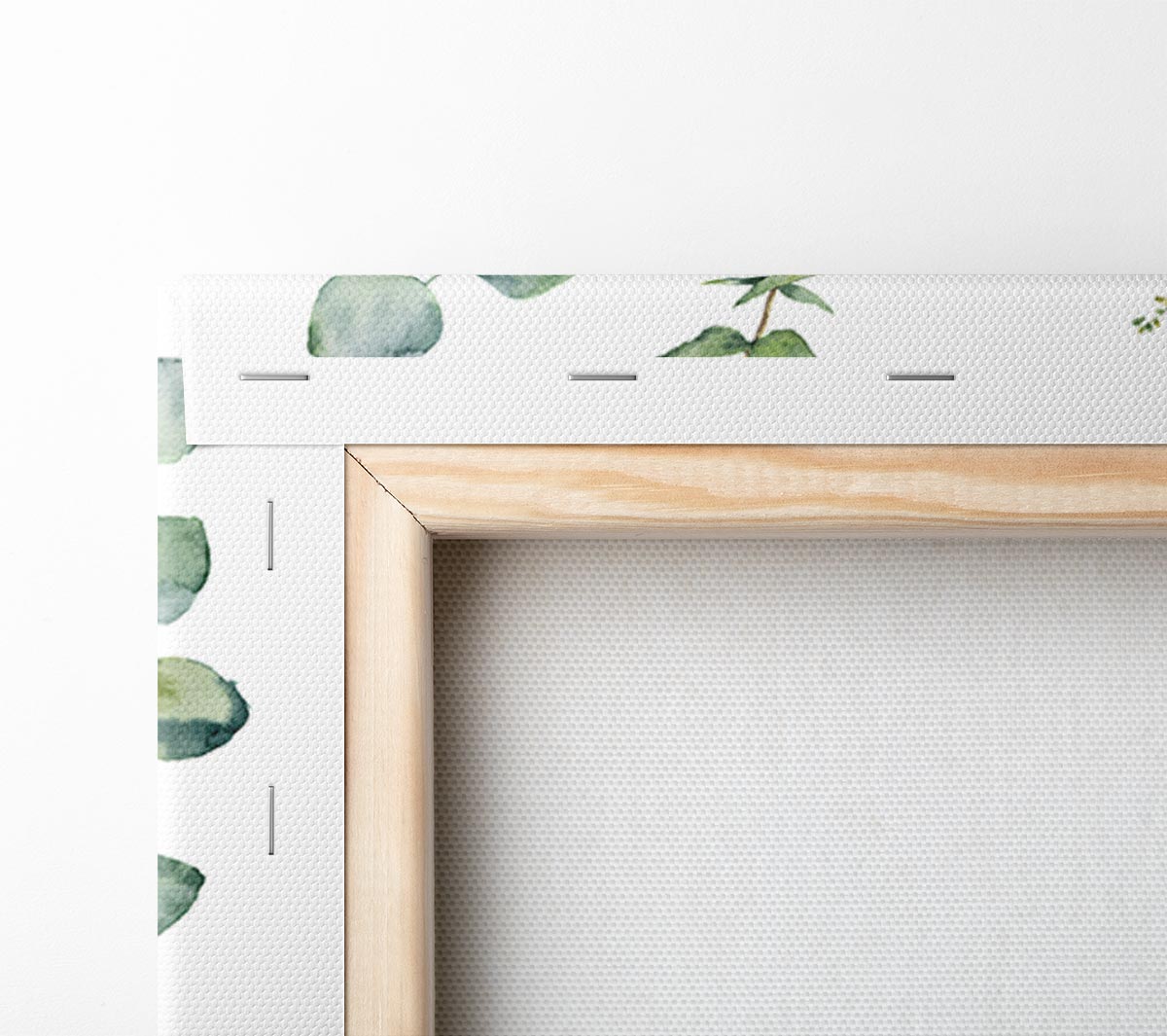 Three Green Foliage Stems Canvas Wall Art