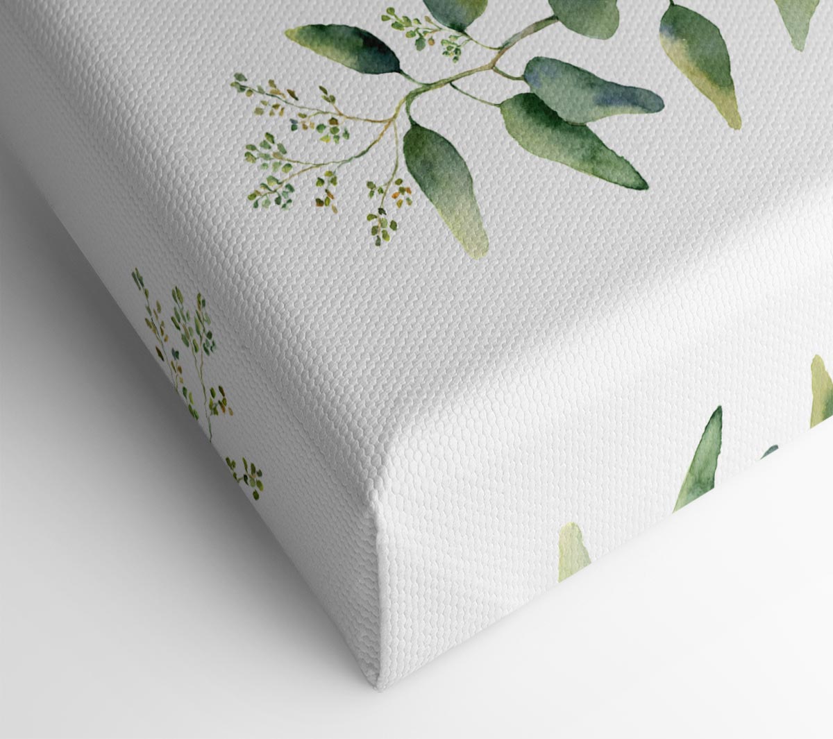 Three Green Foliage Stems Canvas Wall Art